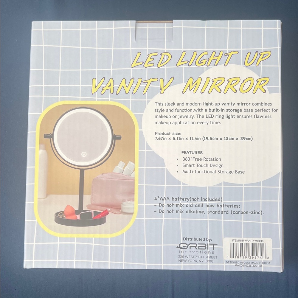 LED Light Up Vanity Mirror - Black
